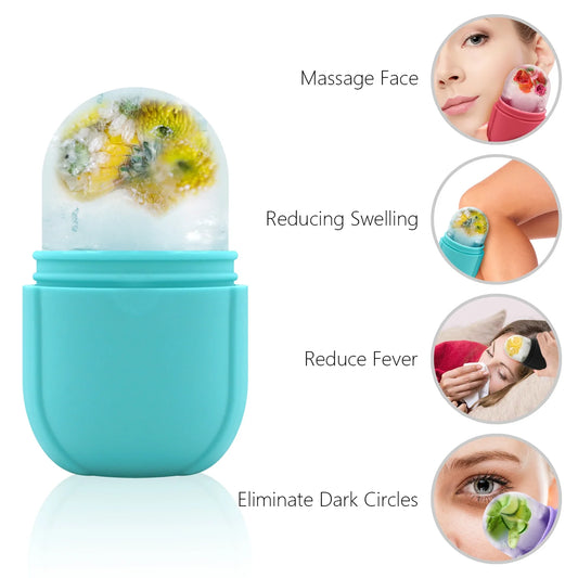 Ice Roller for Face, Ice Face Roller for Eyes, Guasha,Diy Silicone Ice Mold for Face Massager, Facial Beauty Ice Roller Skin Care Tools,Roller for Face&Eyes,Remove Fine Lines