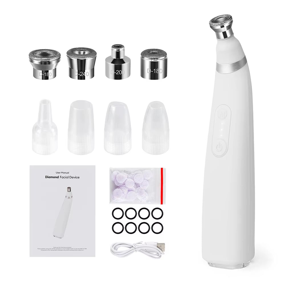 Portable Diamond Microdermabrasion Machine Facial Pore Cleaner Equipment for Skin Toning Home Facial Treatment Device