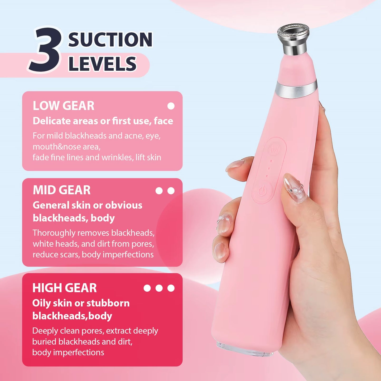 Portable Diamond Microdermabrasion Machine Facial Pore Cleaner Equipment for Skin Toning Home Facial Treatment Device