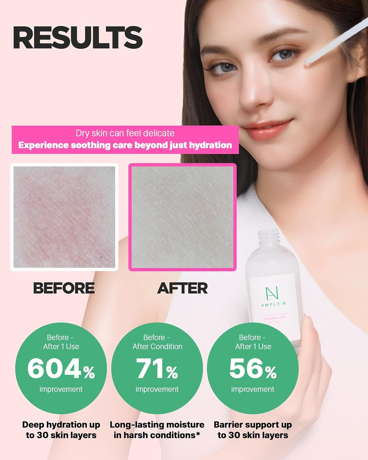 AMPLE:N Ceramide Shot Ampoule – anti Aging and Hydrating Serum with Ceramide for Deep Moisturization – for Dry & Rough Skin to Reduces Wrinkles & Repairs Skin, 3.38 Fl.Oz.