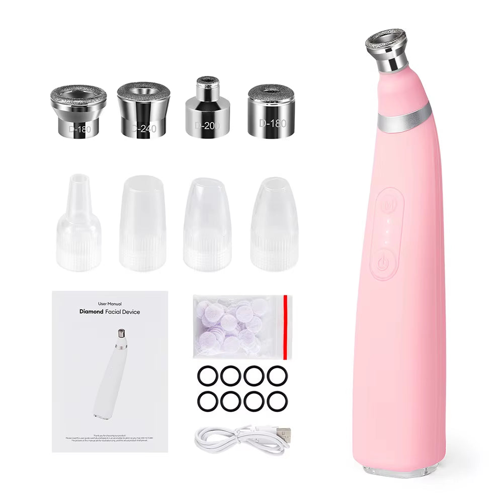 Portable Diamond Microdermabrasion Machine Facial Pore Cleaner Equipment for Skin Toning Home Facial Treatment Device